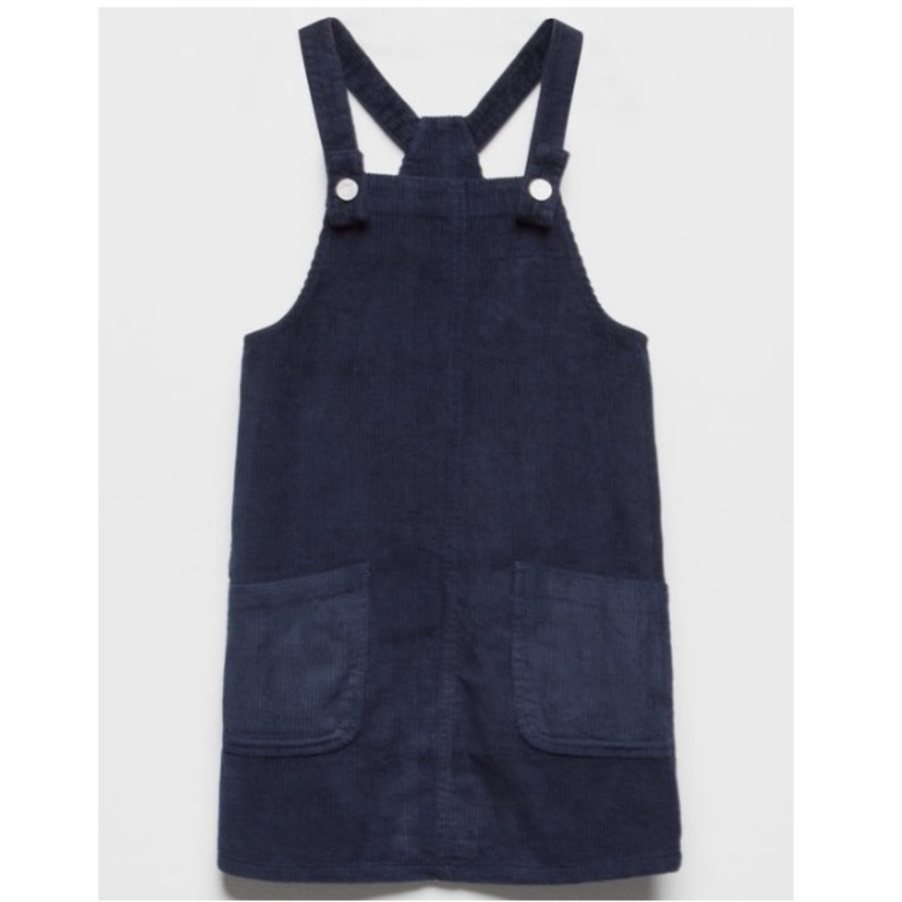 Navy blue corduroy overall dress